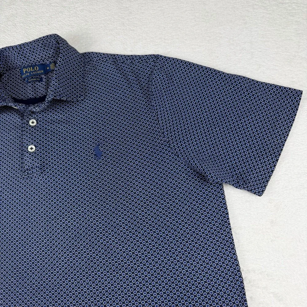 Polo Ralph Lauren‎ Shirt Mens Medium Blue AOP Circle Print Custom Classic Fit